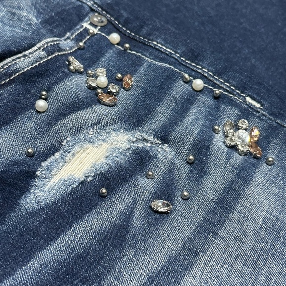 👖💎 MISS‎ ME Dark Wash Skinny Jeans | Women’s 26 | Distressed Bling Ankle Denim - Picture 6 of 7